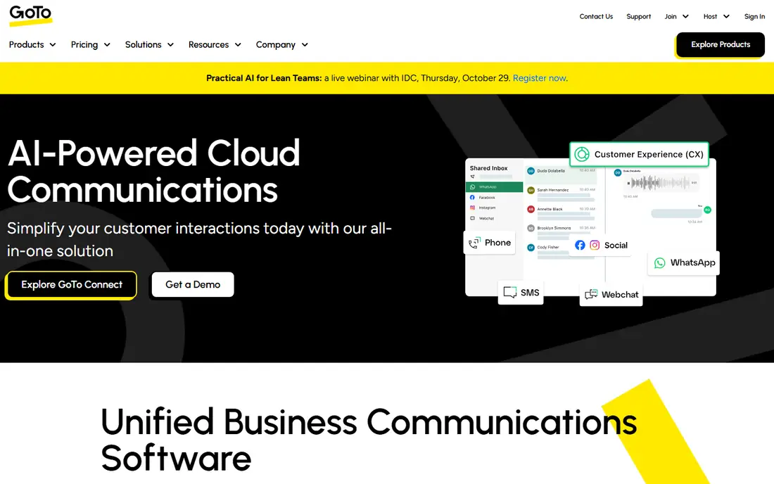 GoTo Webinar homepage
