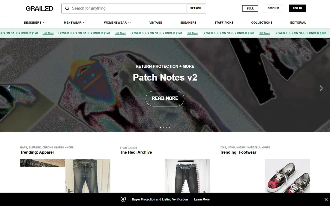 Grailed homepage