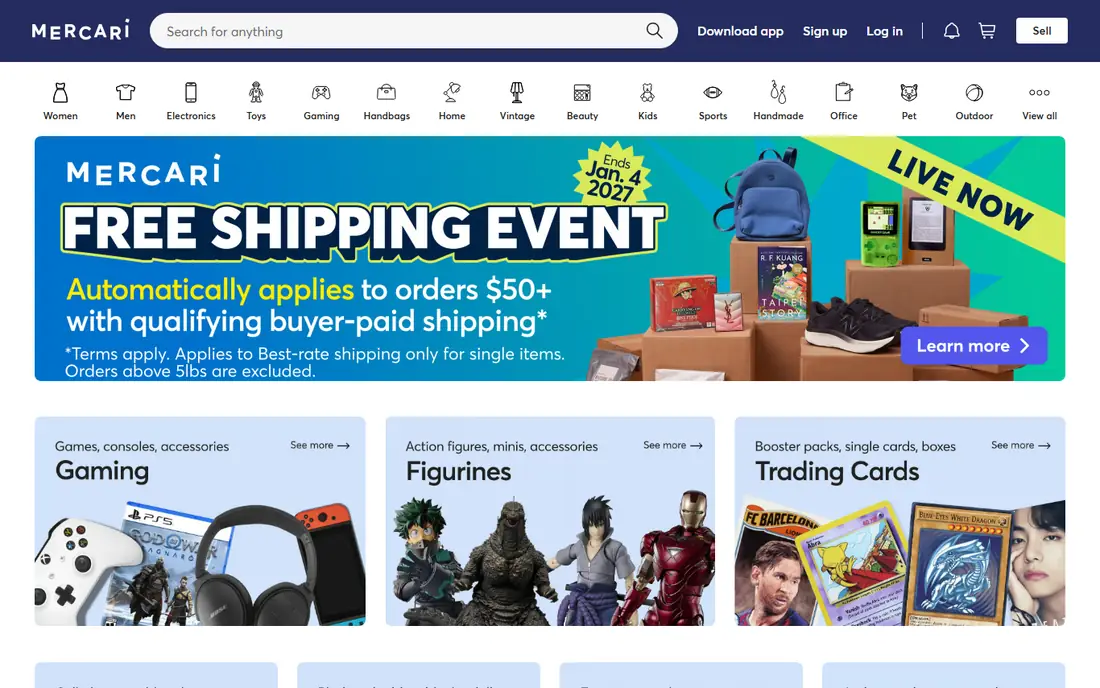 Mercari homepage