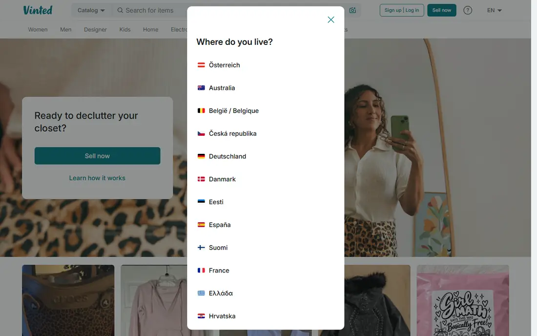 Vinted homepage