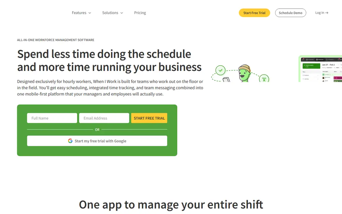 When I Work homepage