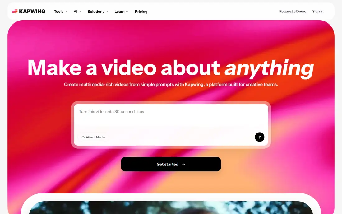 Kapwing homepage