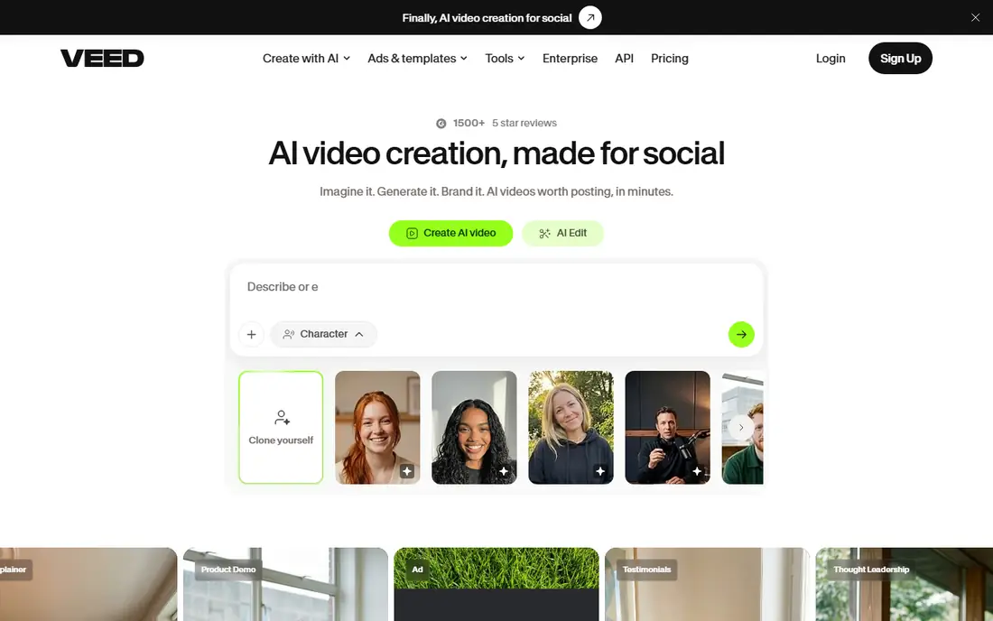 Veed.io homepage