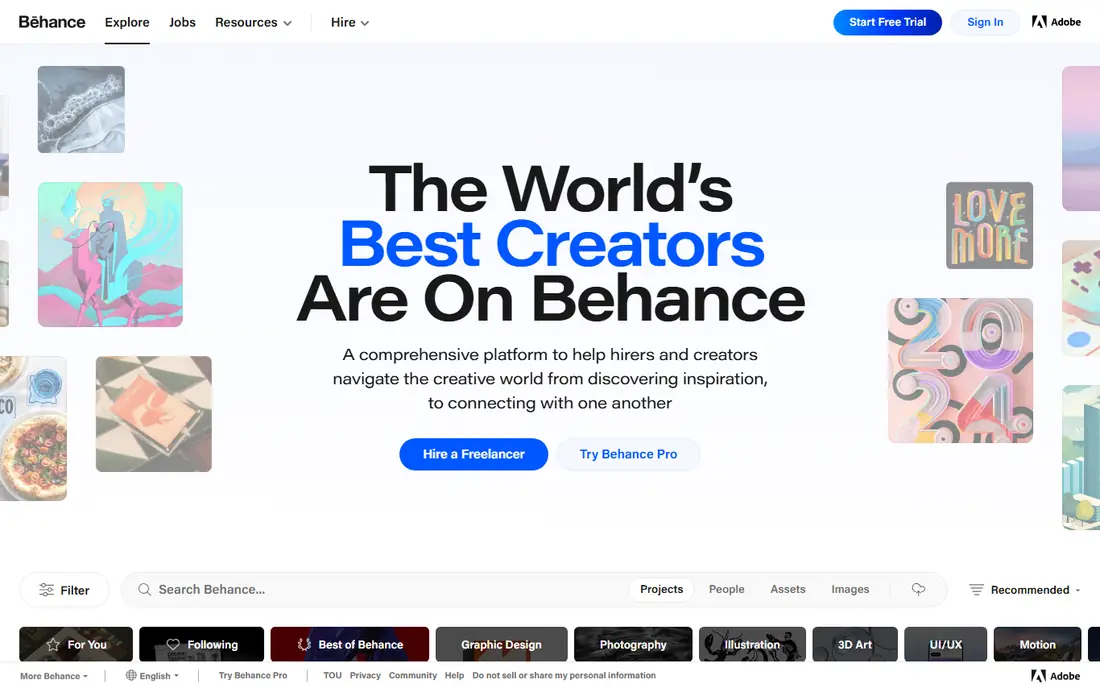 Behance homepage