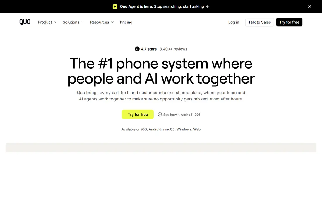 Quo homepage