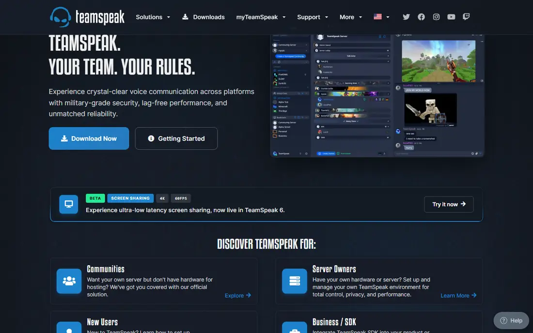 TeamSpeak homepage