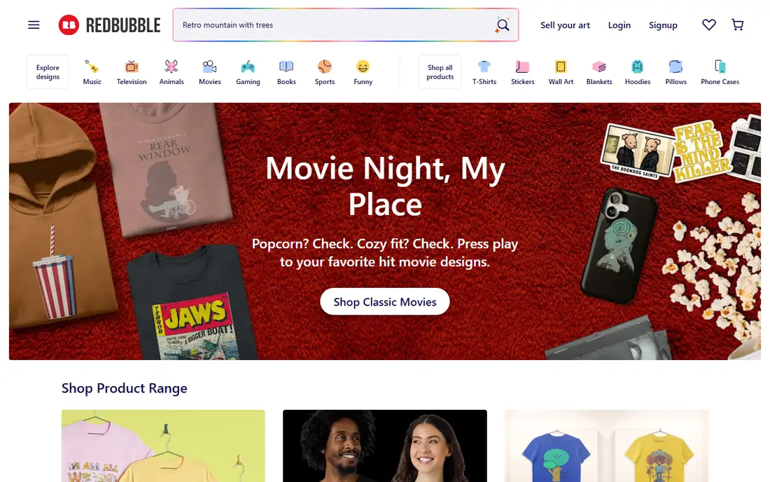 Redbubble homepage