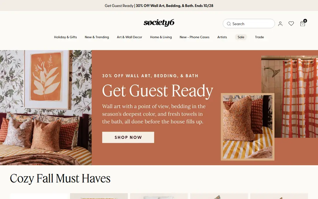 Society6 homepage