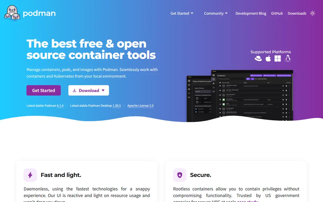 Podman homepage