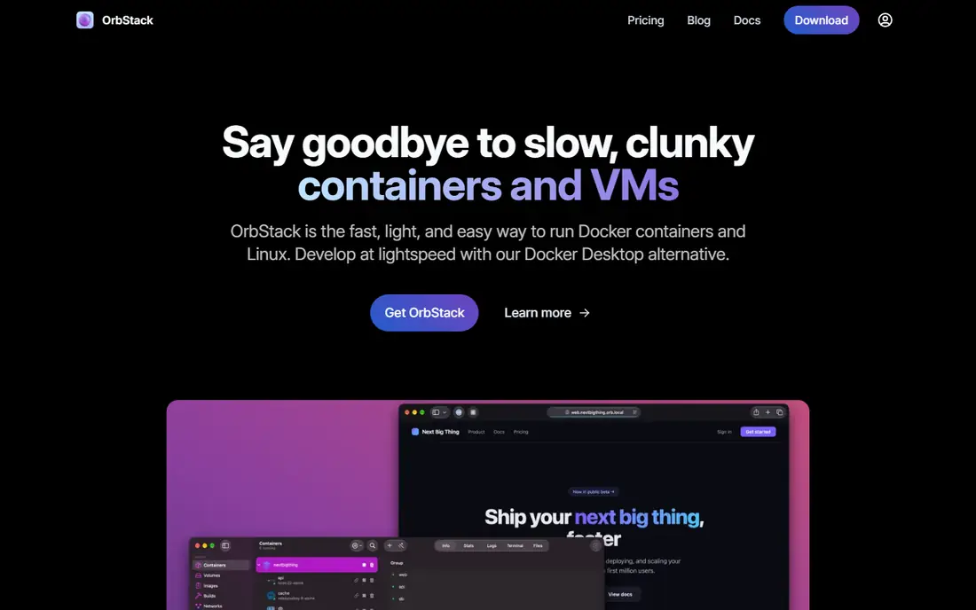 OrbStack homepage