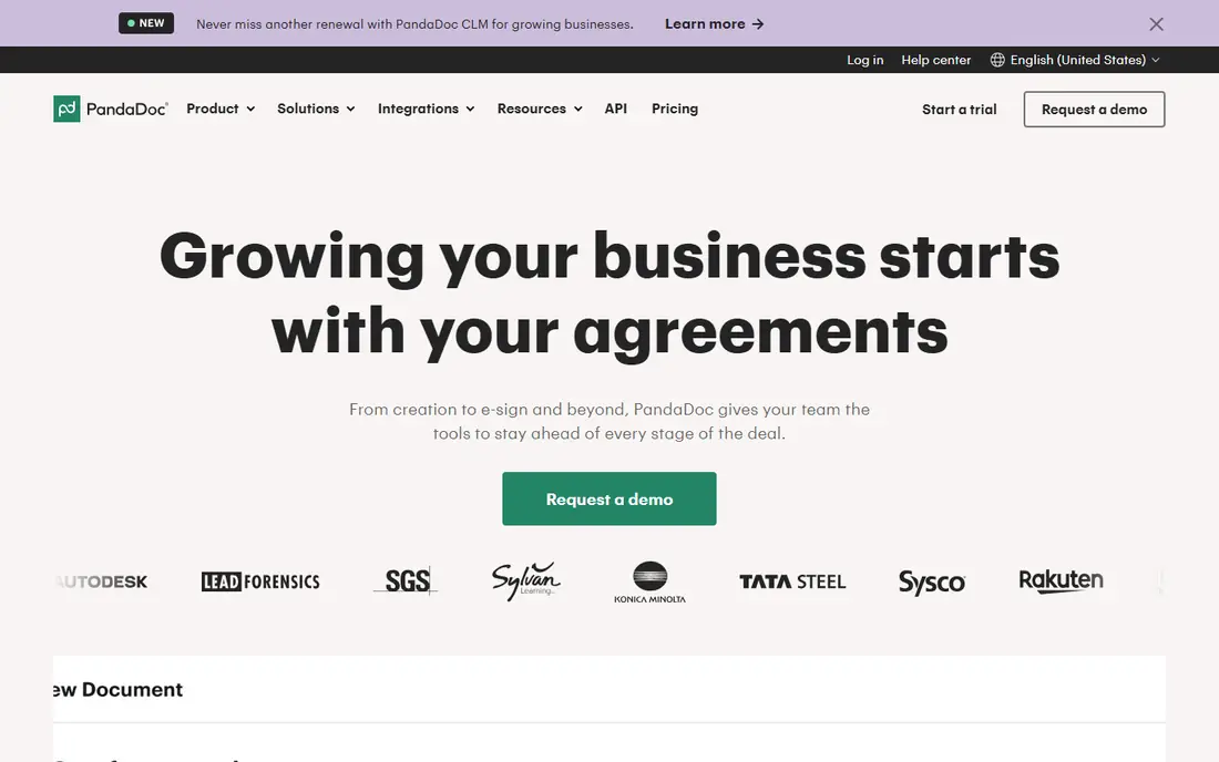 PandaDoc homepage