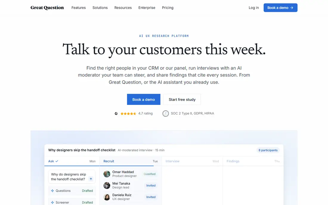 Great Question homepage