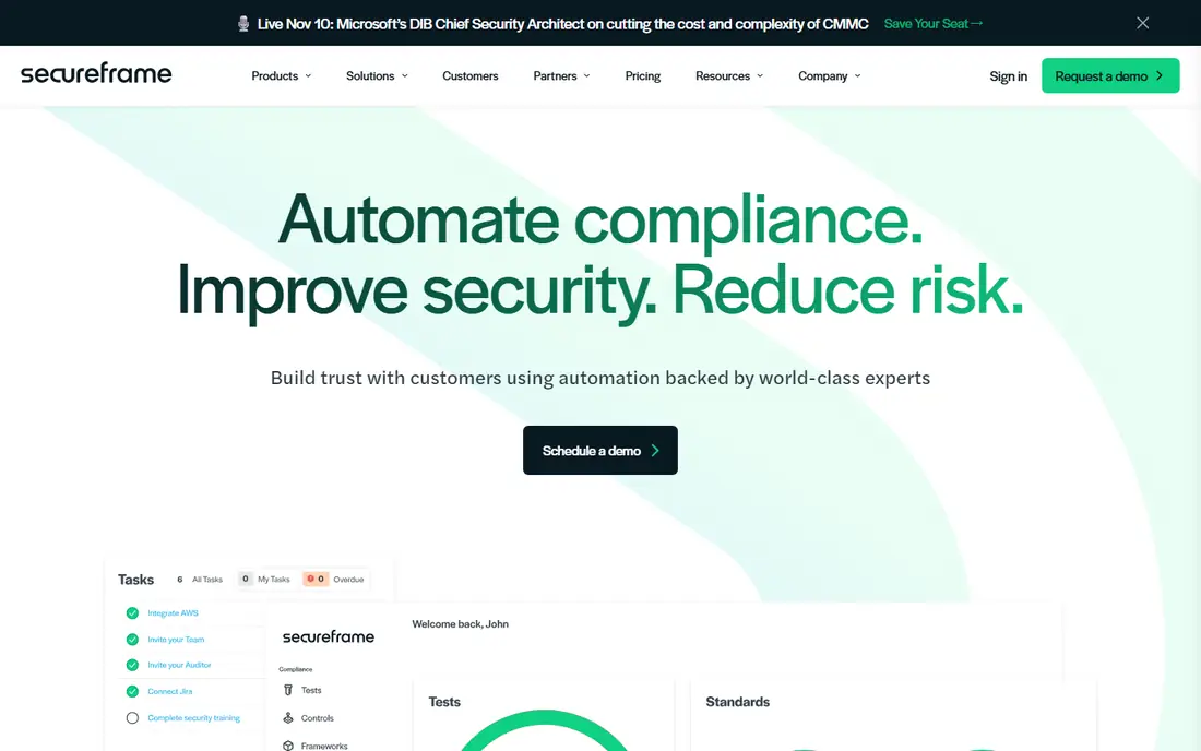 Secureframe homepage