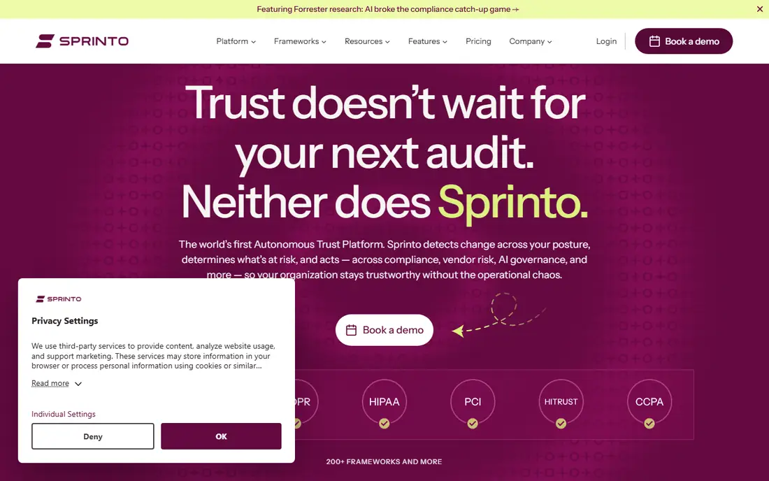 Sprinto homepage