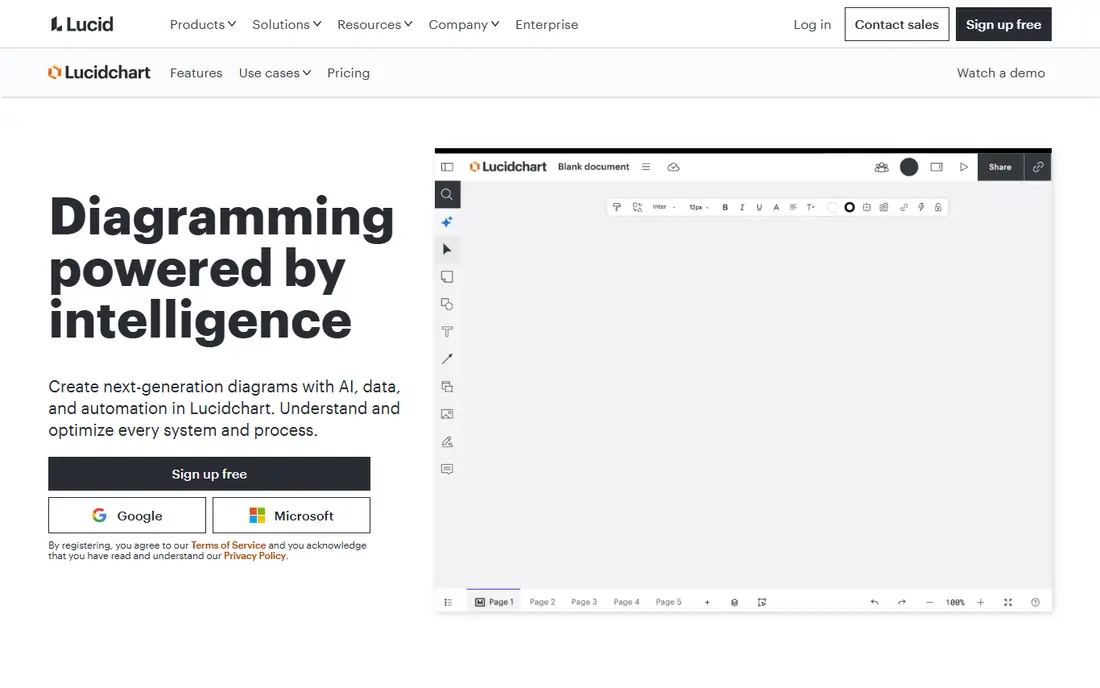 Lucidchart homepage