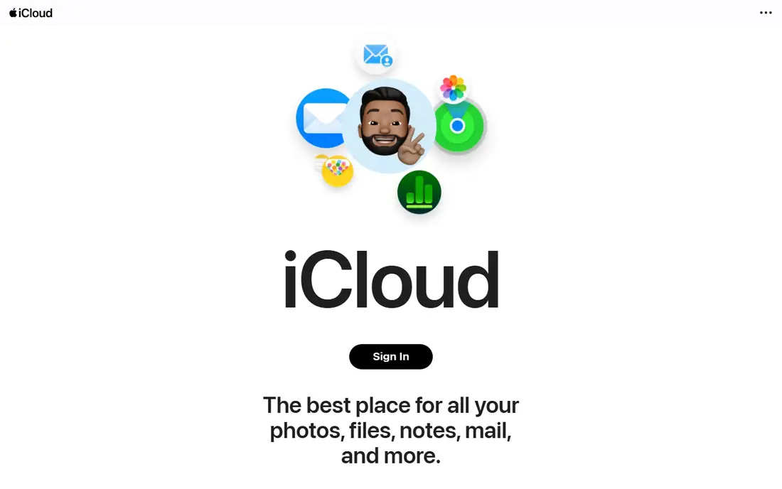 Apple iCloud homepage