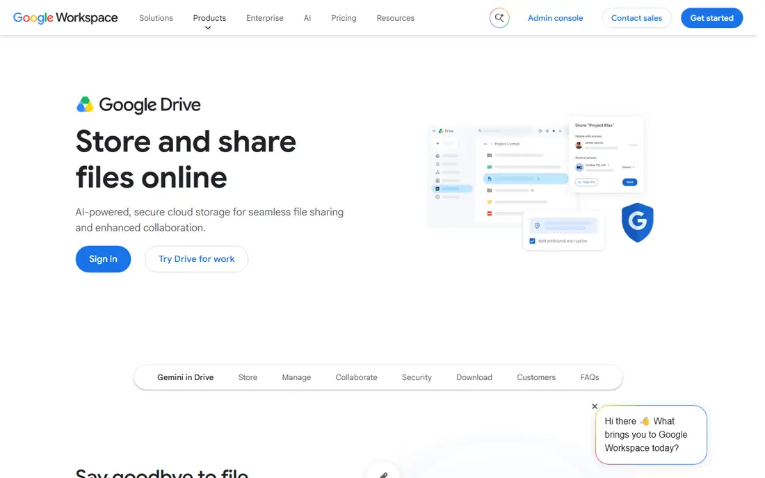 Google Drive homepage