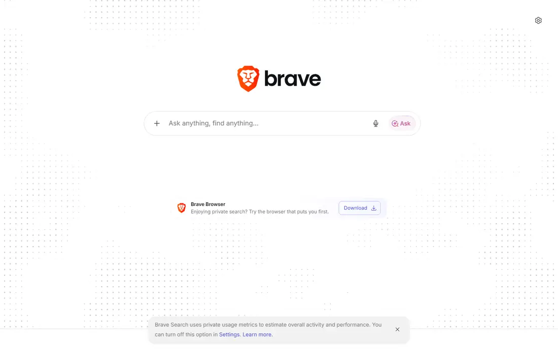Brave Search homepage