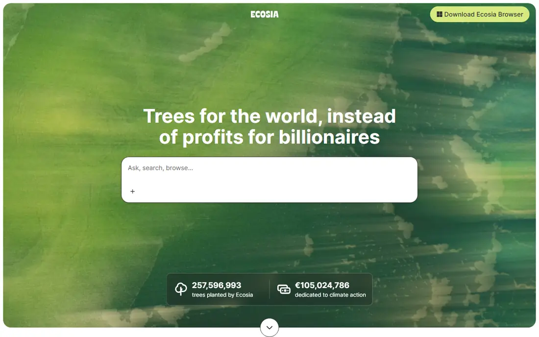 Ecosia homepage