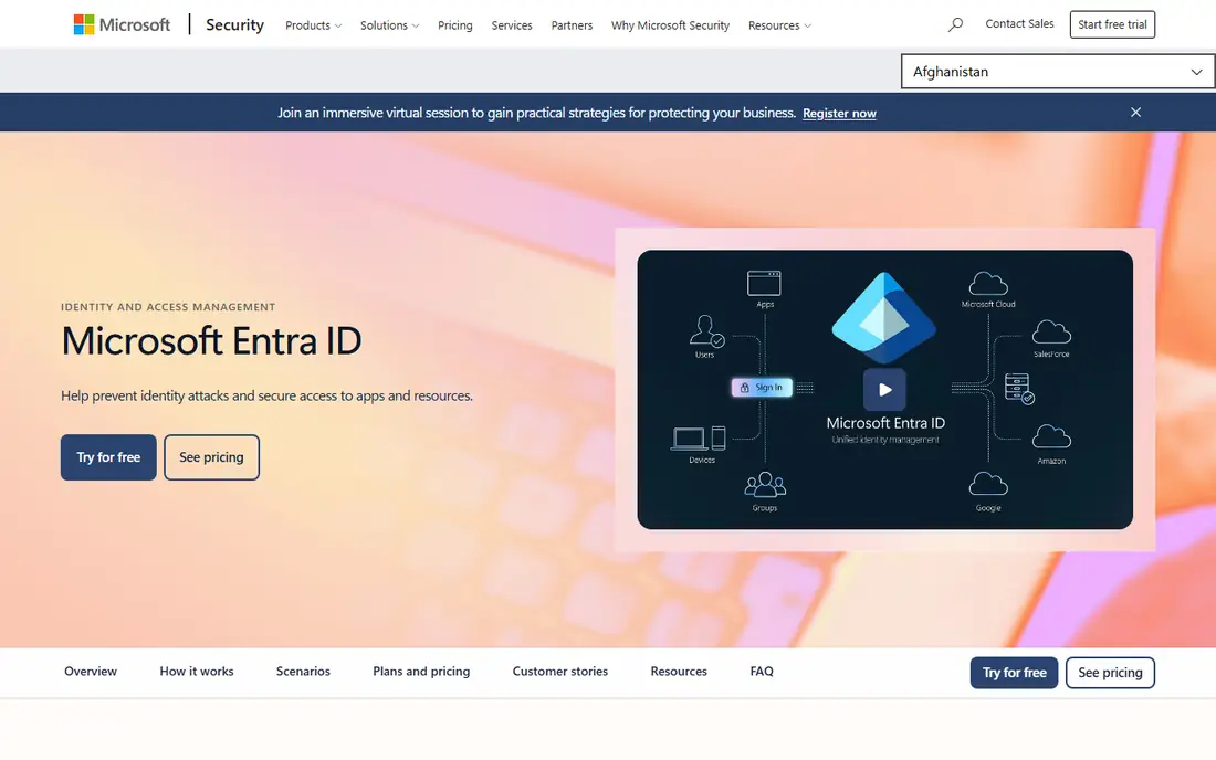 Microsoft Entra ID homepage