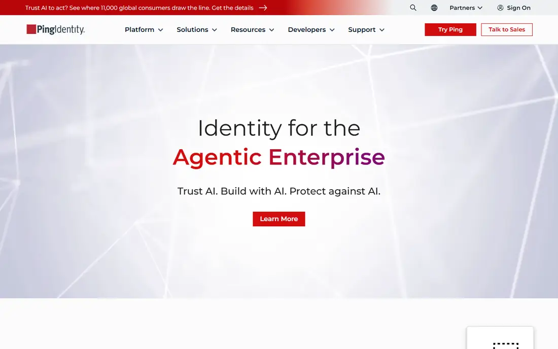 Ping Identity homepage