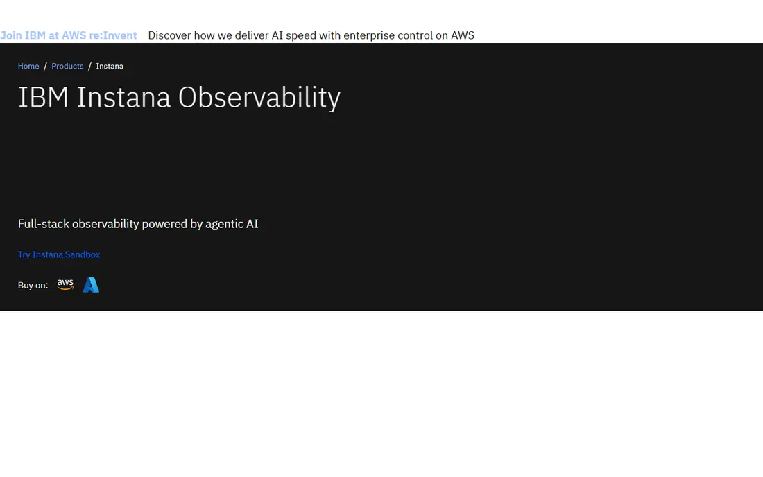 IBM Instana homepage