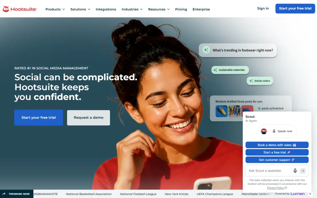 Hootsuite homepage