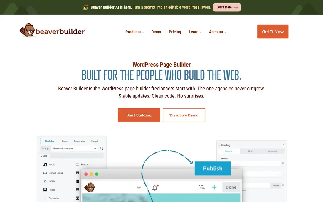 Beaver Builder homepage