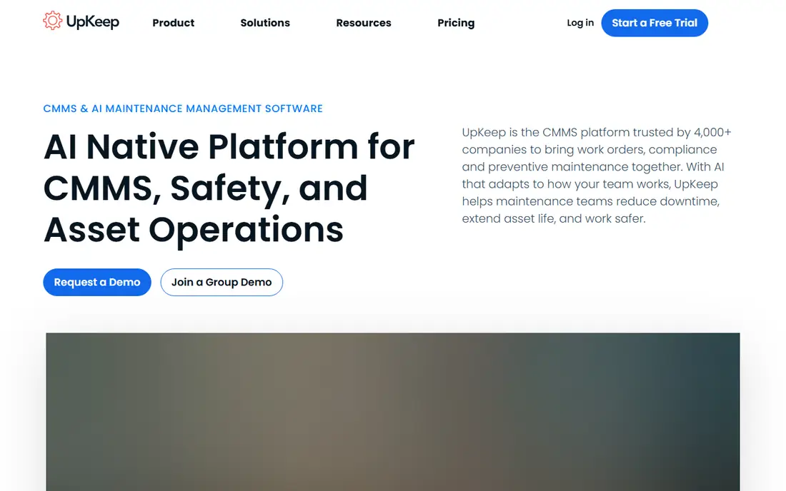 UpKeep homepage