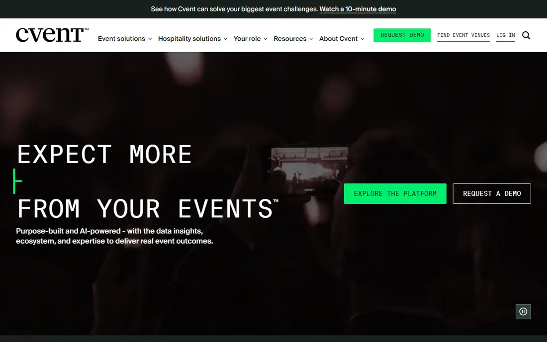 Cvent homepage