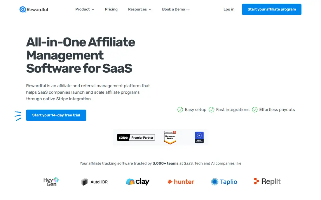 Rewardful homepage