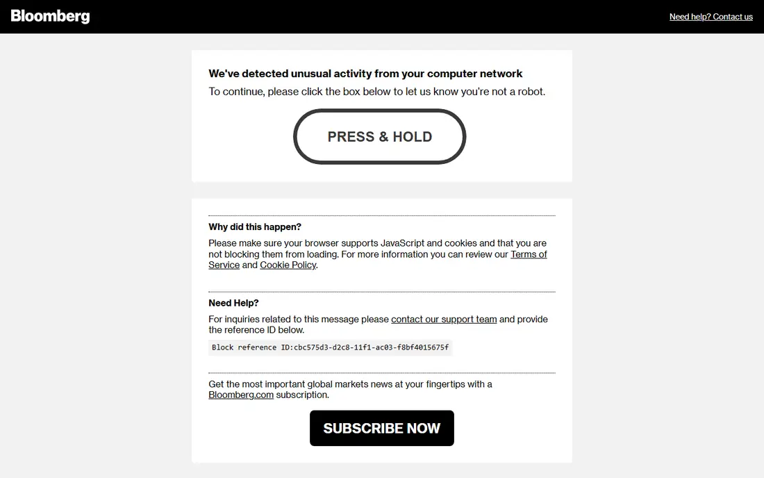 Bloomberg Terminal homepage