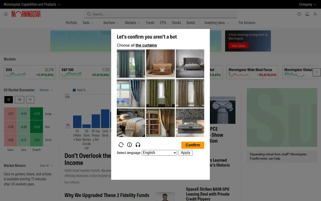 Morningstar Direct homepage