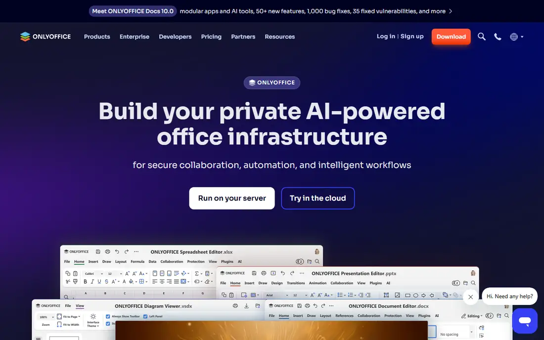 ONLYOFFICE Sheets homepage