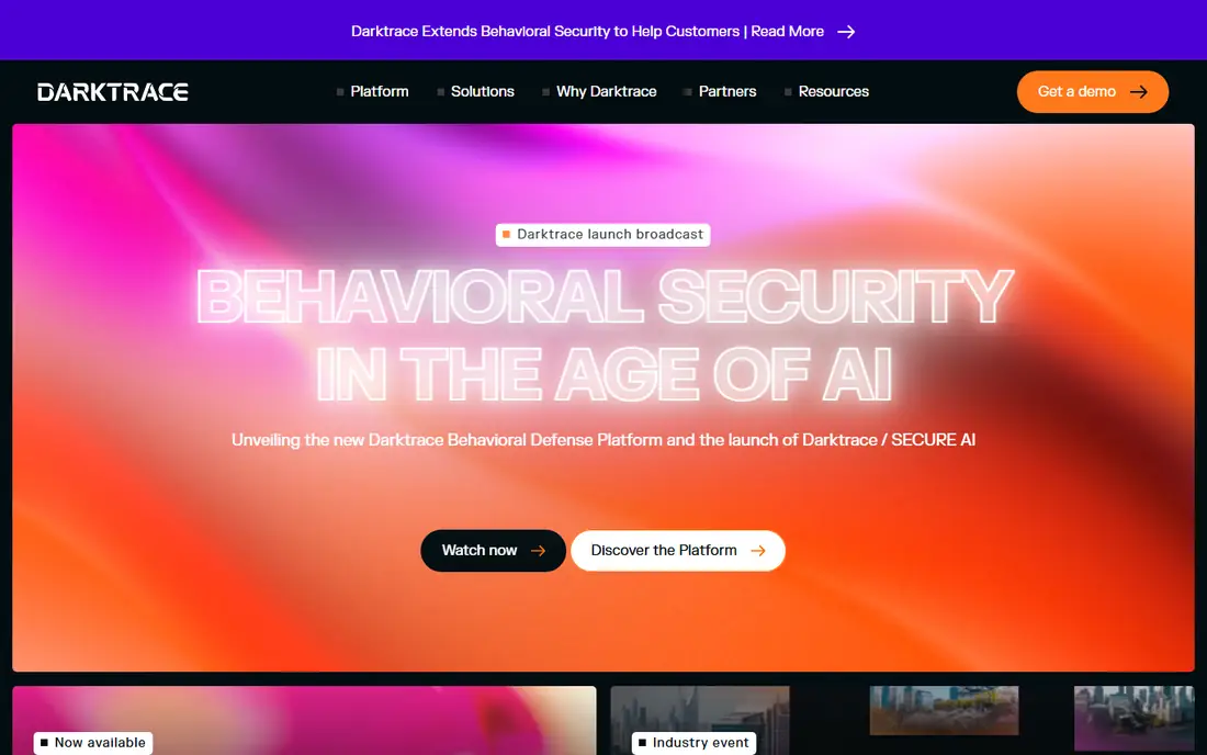Darktrace homepage