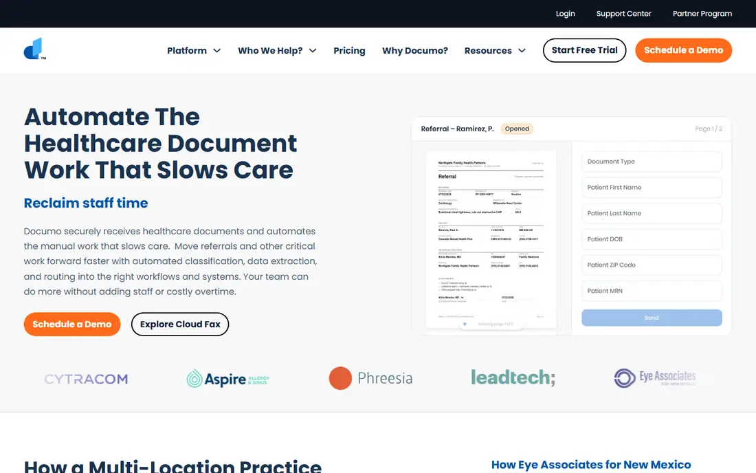 Documo homepage