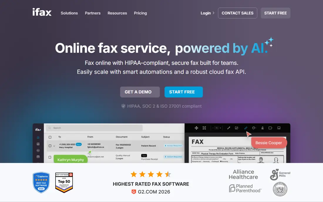 iFax homepage