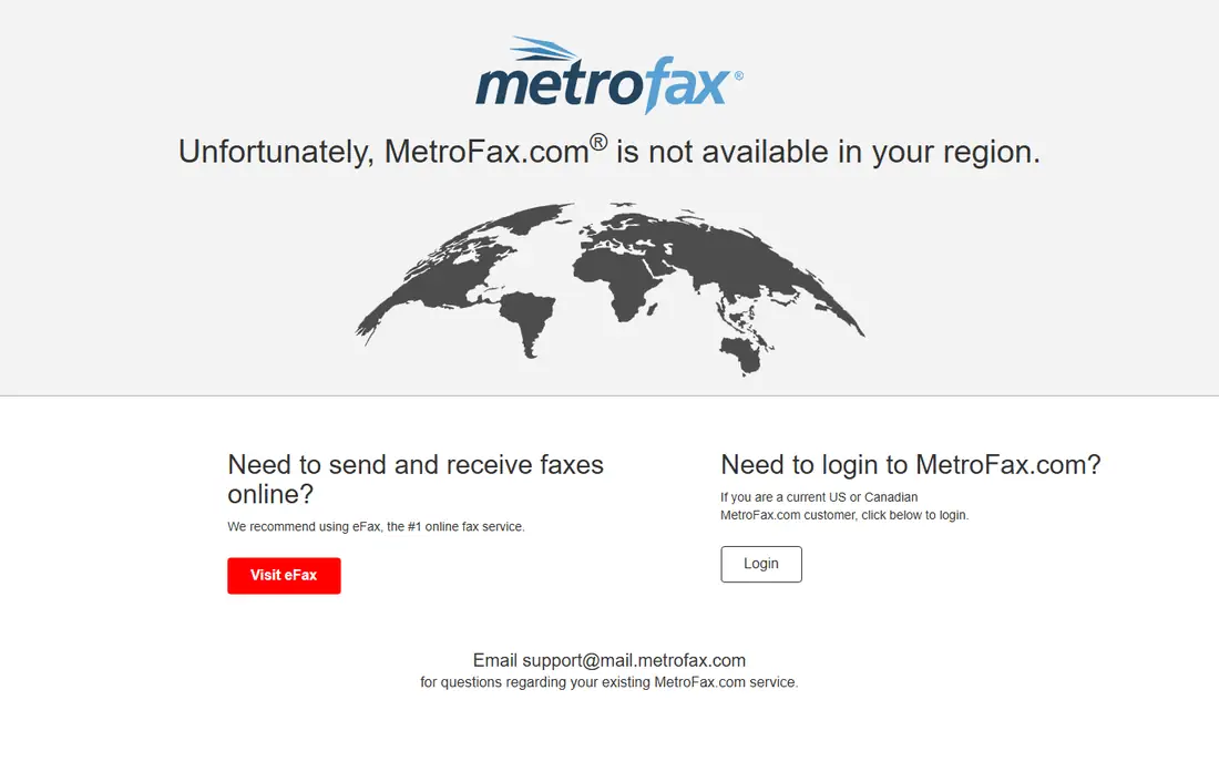 MetroFax homepage
