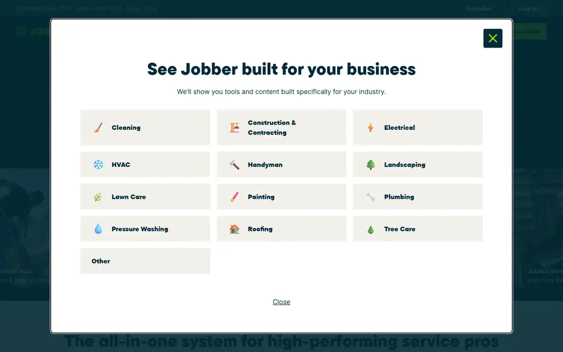 Jobber homepage