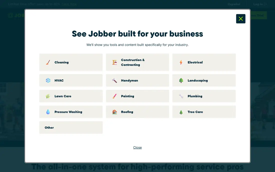 Jobber homepage