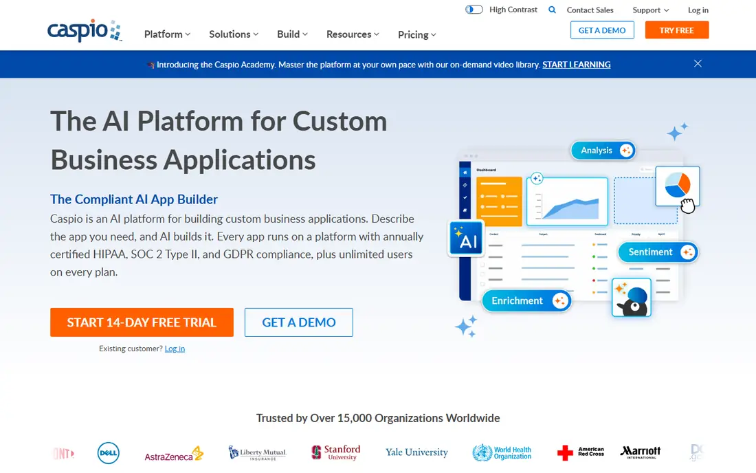 Caspio homepage