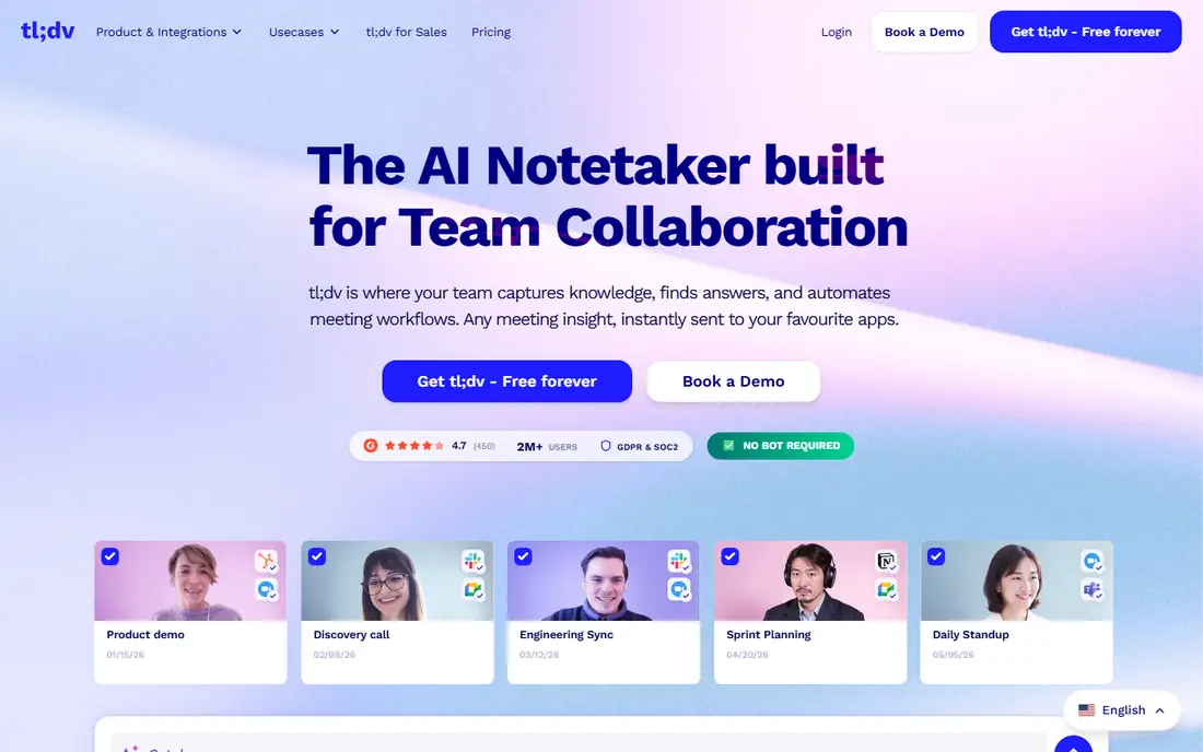 tl;dv homepage