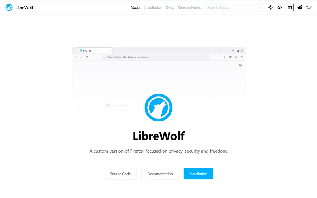 LibreWolf homepage