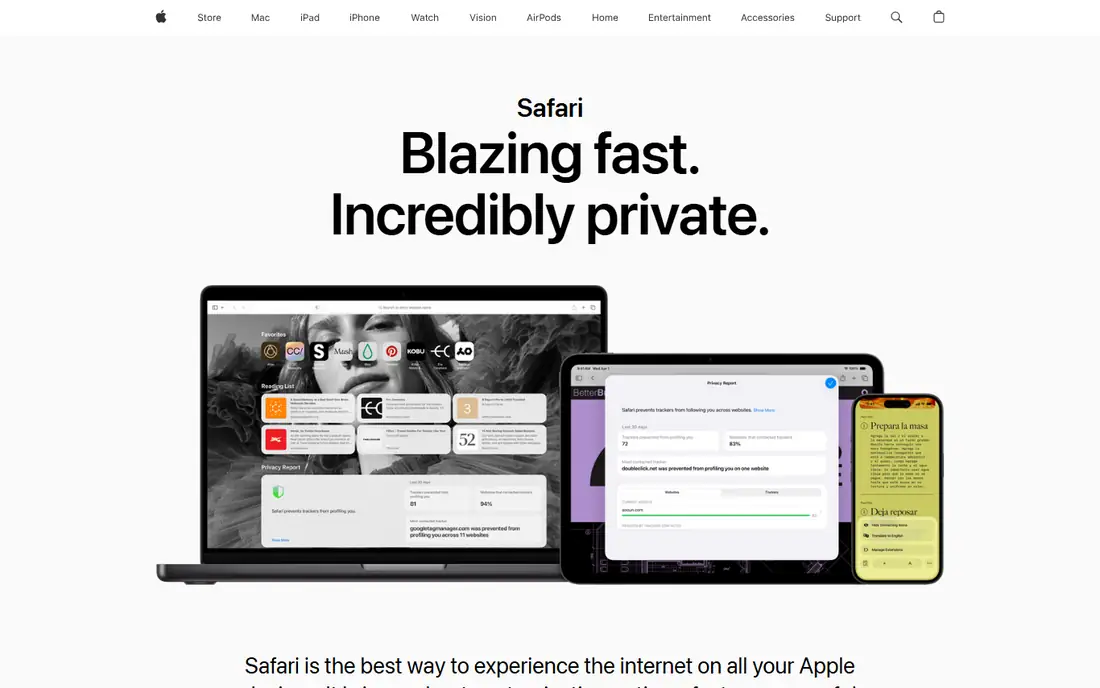 Safari homepage