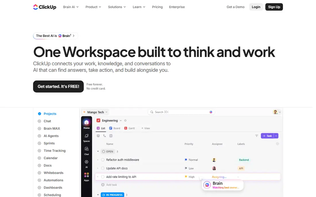 ClickUp homepage