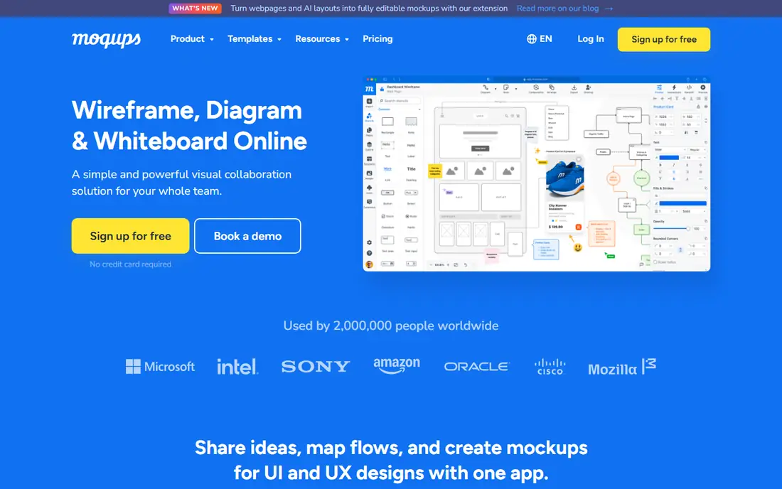 Moqups homepage