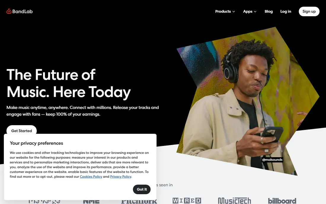 BandLab homepage