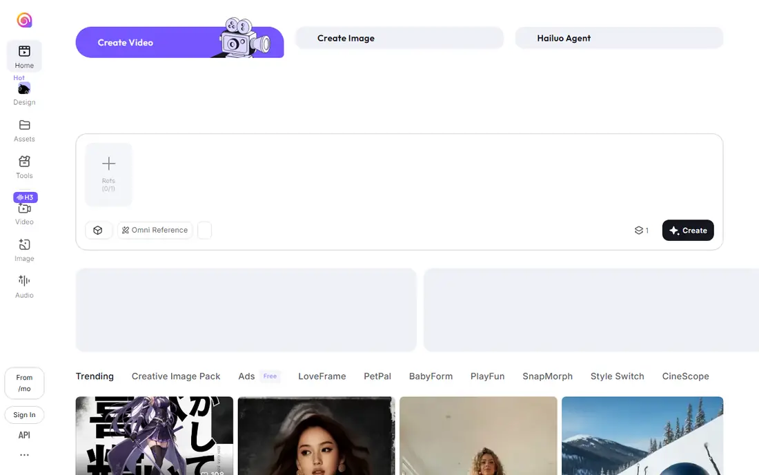 Hailuo homepage