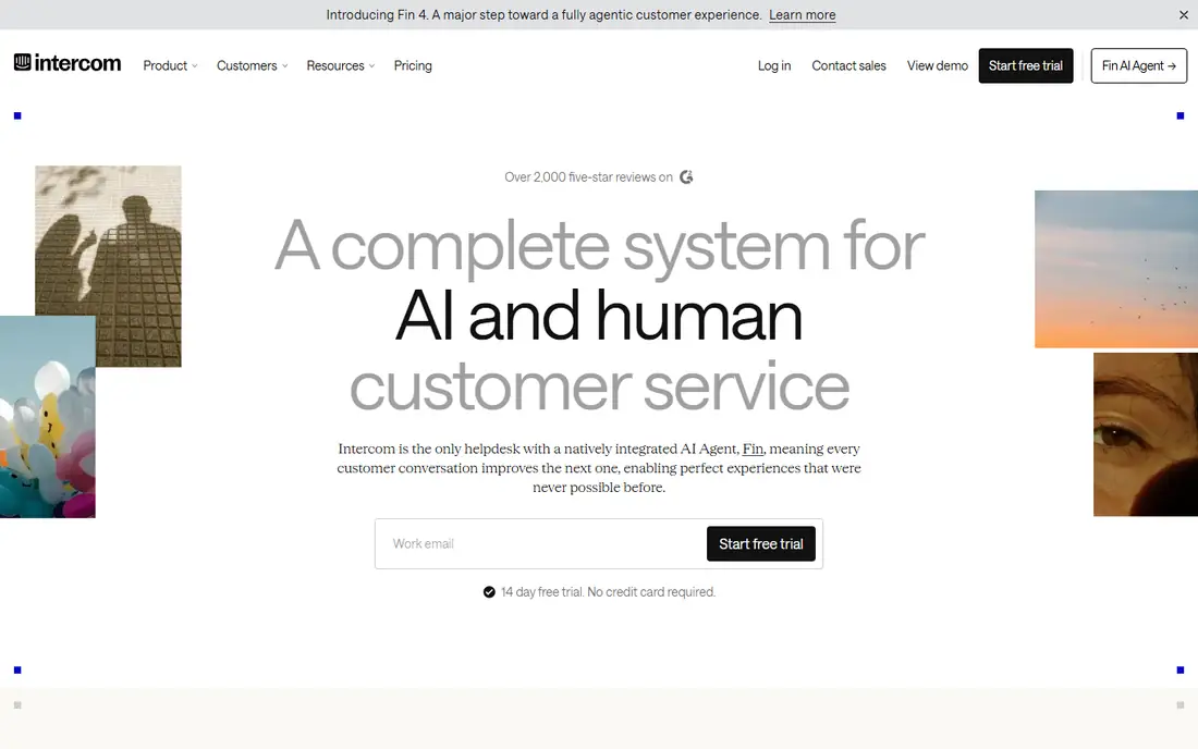 Intercom homepage