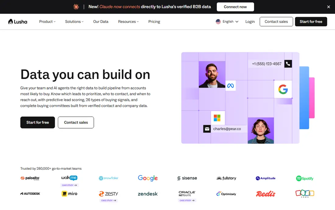 Lusha homepage
